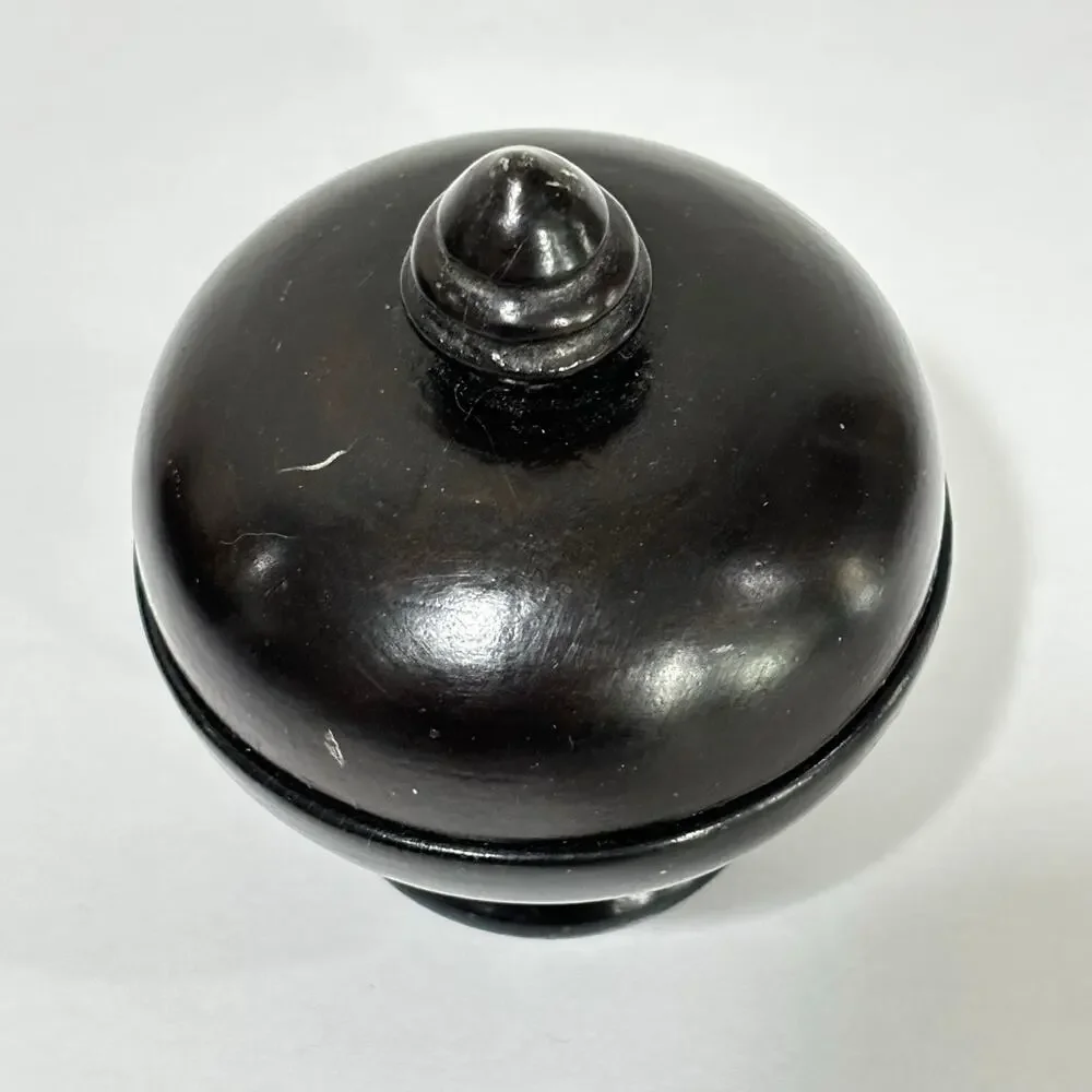 Turned Wood Wooden container dark finish miniature trinket ring collectible box